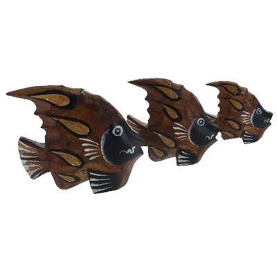 Fish Set of Three Painted Wood Fair Trade