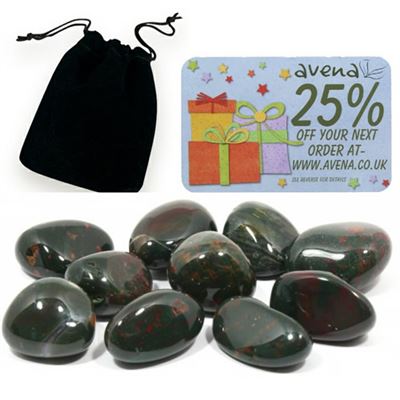 Bloodstone Gift Pouch of Ten Polished Tumblestones