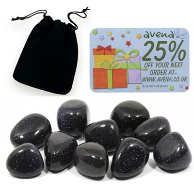 Blue Goldstone Gift Pouch of Ten Polished Tumblestones
