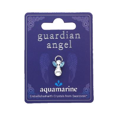 Aquamarine Guardian Angel Pin With Swarovski Crystal