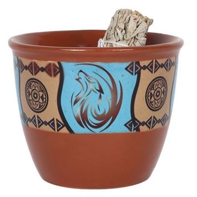 Terracotta Ceramic Smudge Bowl Dream Catcher Design