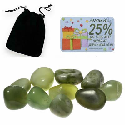 Jade Gift Pouch of Ten Polished Tumblestones
