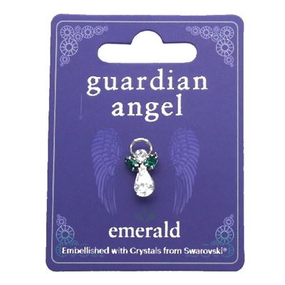 Emerald Guardian Angel Pin with Swarovski Crystal