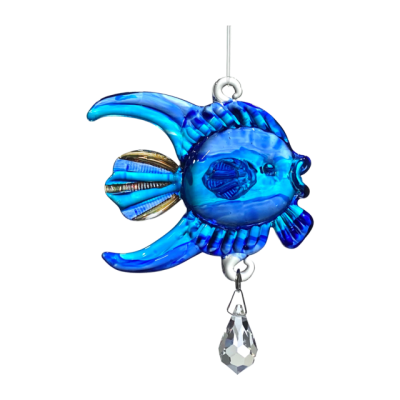 Glass Fish Crystal Hanger Sapphire