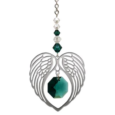 Emerald Angel Wings Crystal Hanger