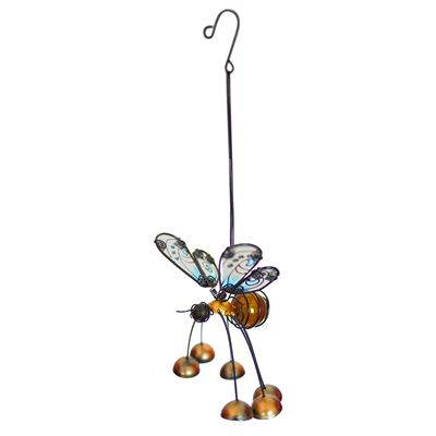 Bee With Glass Wings And Bells Hanging Decoration