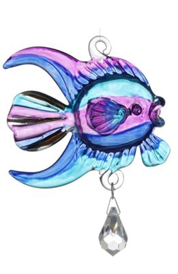 Glass Fish Crystal Hanger Purple