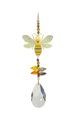 Bee Autumn Gold Crystal Suncatcher 20cm