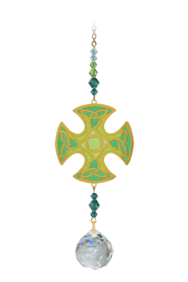 Celtic Cross Green Suncatcher Crystal