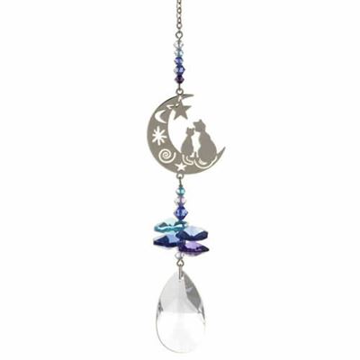 Cats on Moon Crystal Fantasy Rainbow Maker 24cm
