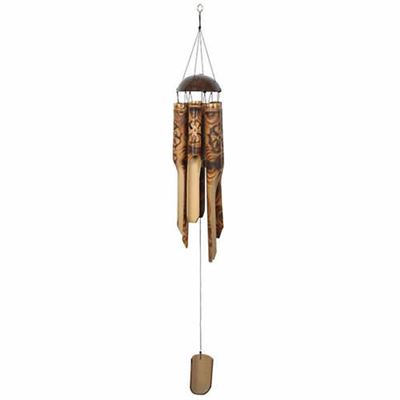 Bamboo Wind Chime Burnt Floral Design