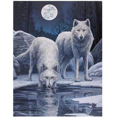 Wolves by Winter Lake Canvas Picture by Lisa Parker