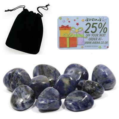 Sodalite Gift Pouch of Ten Polished Tumblestones