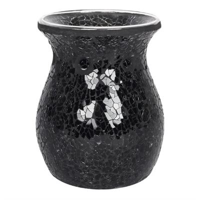 NOW REDUCED - Black Crackled Glass Oil Burner Large