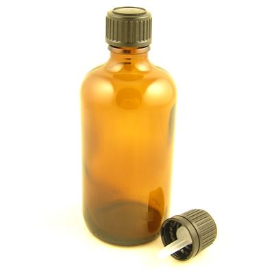 Glass Bottles Amber Kingston with Standard Black Dropper Cap 100ml