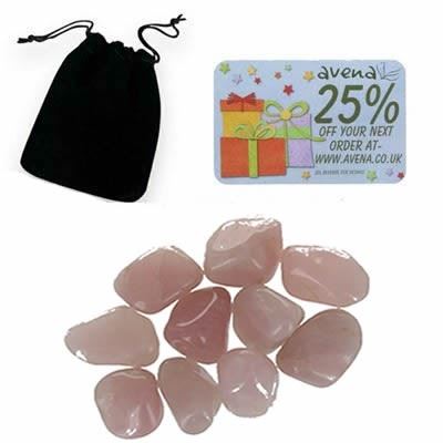 Rose Quartz Gift Pouch of Ten Polished Tumblestones