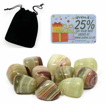 Onyx Gift Pouch of Ten Polished Tumblestones