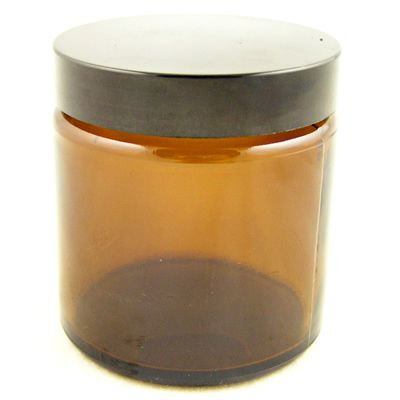 Glass Jar Amber with Black Cap 120ml