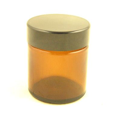 Glass Jar Amber with Black Cap 30ml