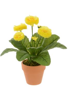 Yellow Bellis Pot Realistic Artificial Plant