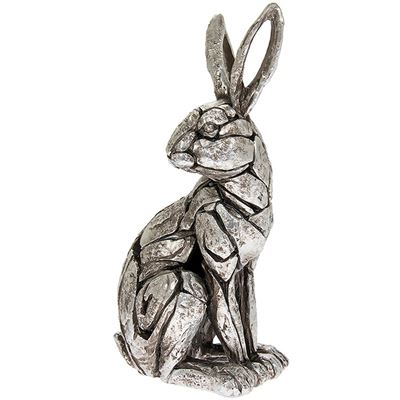 Sitting Hare Etched Silver Resin