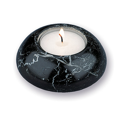 Black Marble Tealight Candle Holder Round & Small