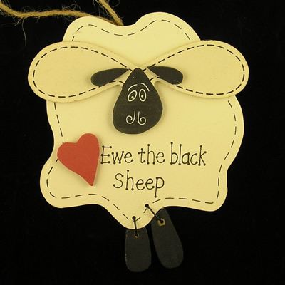 Sheep Plaque Wood (Ewe The Black Sheep)