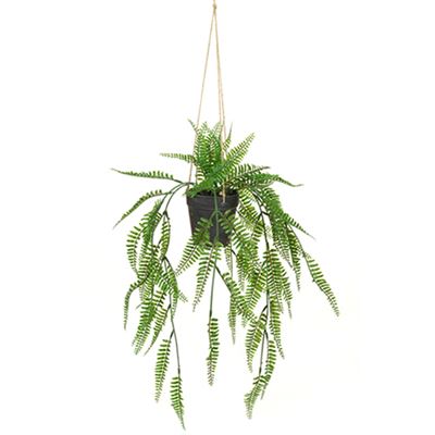 Hanging Fern Realistic Artificial Plant In Black Pot