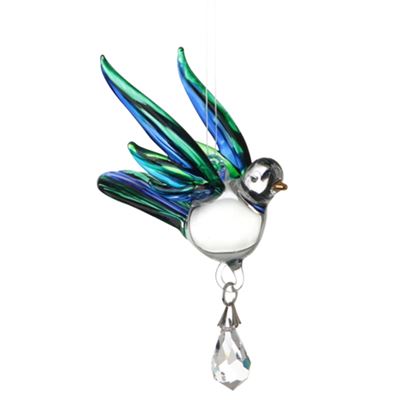 Glass Songbird with Crystal Peacock Colours