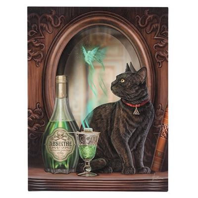 Absinthe Cat and Green Fairy Canvas Picture by Lisa Parker