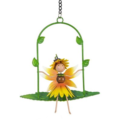 Sunflower Fairy On Swing Metal 30cm