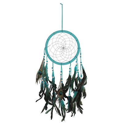 Dream Catcher Large Turquoise Peacock Feathers