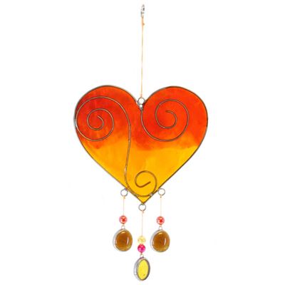 Orange Heart Suncatcher