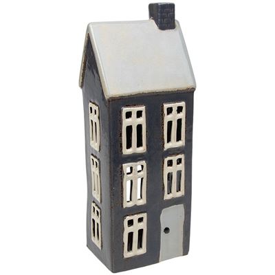 Village Pottery Tall Blue Slate House