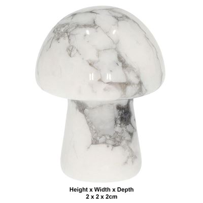 White Howlite Carved & Polished Mushroom