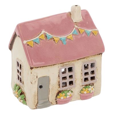 Pink Roof House With Flags Village Pottery