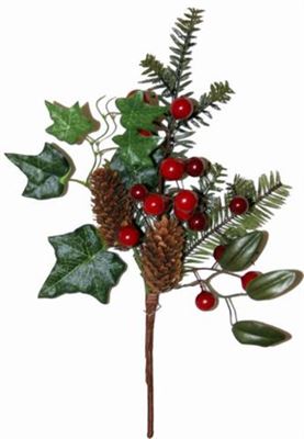 Berry & Foliage Christmas Stem With Cones Large