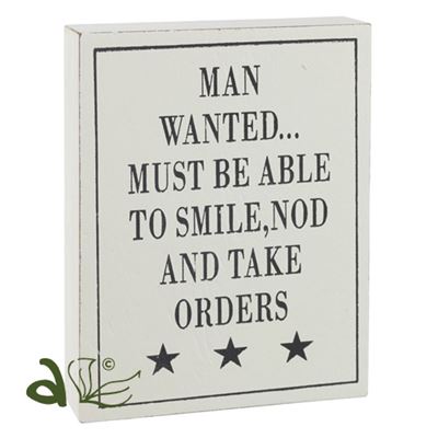 Man Wanted Wooden Word Block