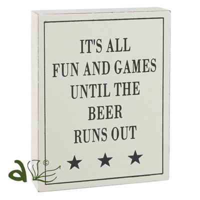 Beer Runs Out Wooden Word Block