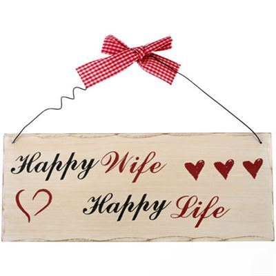 Happy Wife Happy Life Shabby Plaque